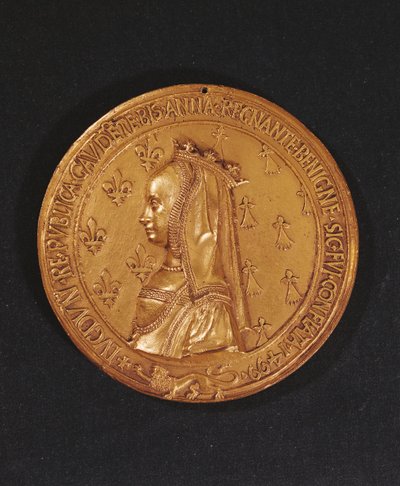 Medal depicting Anne of Brittany (1477-1514) Duchess of Brittany, 1498-1514 by Nicolas and Saint Priest, Jehan de Le Clerc